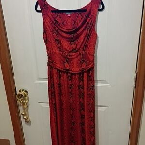 Vince Camuto Women's Med Orange and Black Maxi Dress Sleeveless Side Zipper